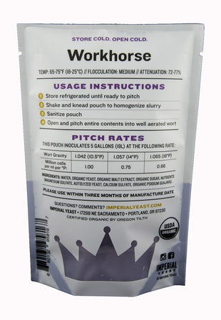 Imperial Yeast B56 Workhorse - Back of Yeast Pack
